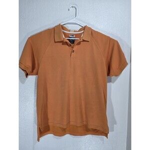 VINTAGE Adidas Men Polo Shirt Medium Orange Logo Golf Climalite Short Sleeve Y2K